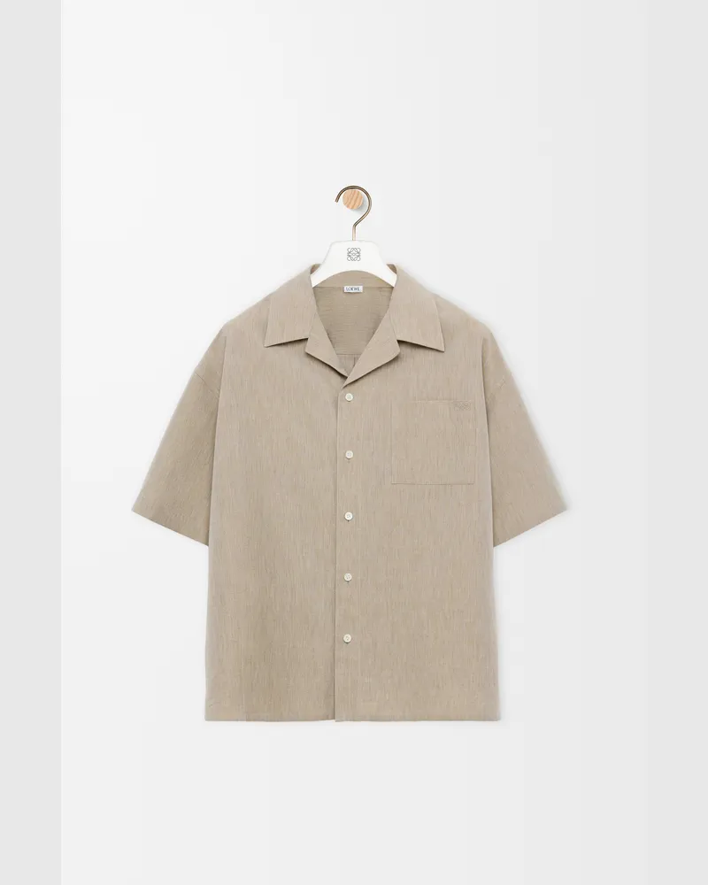 Loewe Short Sleeve Shirt In Wool And Cotton Size Hombre Beige