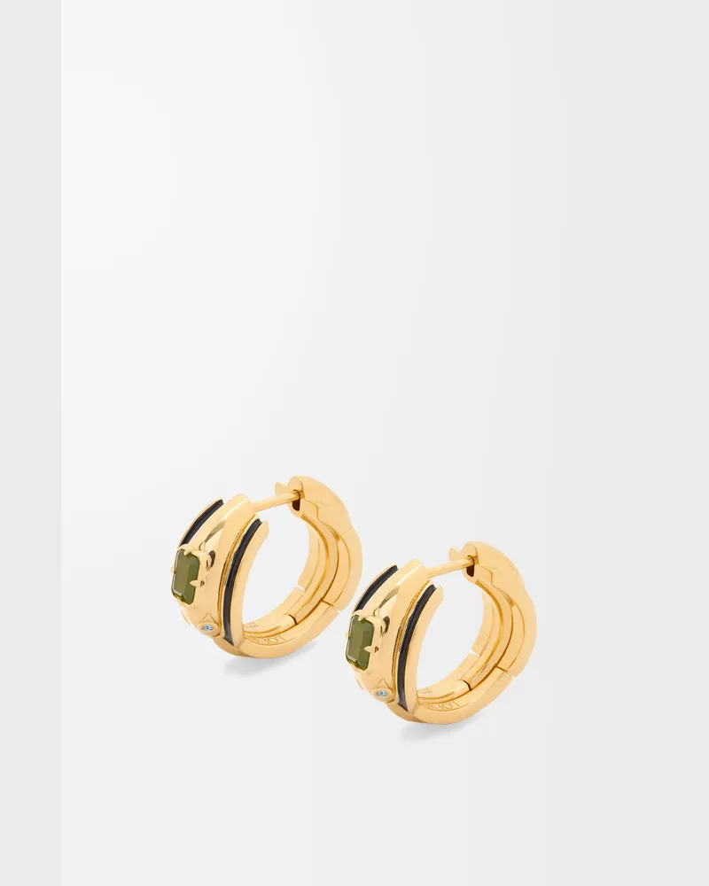 Loewe Snake Earrings In Sterling Silver Crystals And Jade Mujer Gold