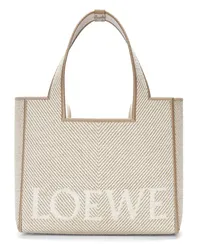 Loewe Luxury Small  Font tote in jacquard canvas Ecru