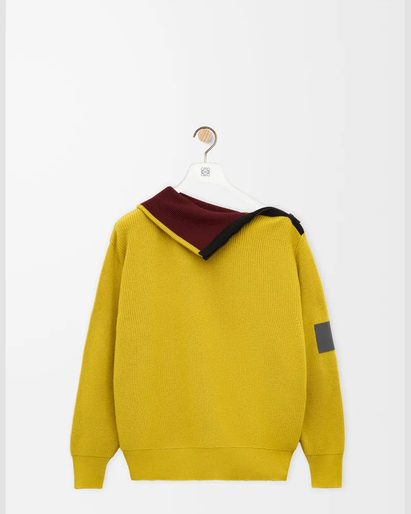 Loewe Zip-up Sweater In Wool Size Mujer Olive