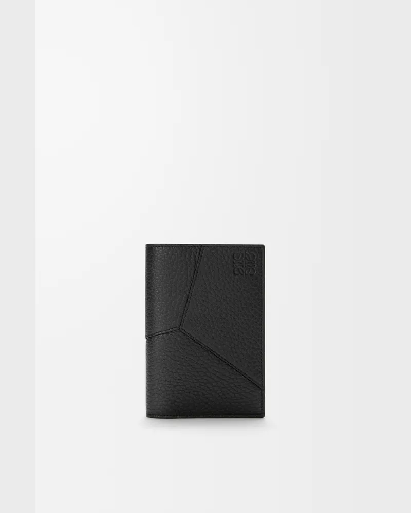 Loewe Puzzle Passport Cover In Supple Grained Leather skin Hombre Black