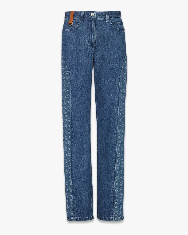 MCM Jeans mit Monogramm in Denim-Jacquard Denim