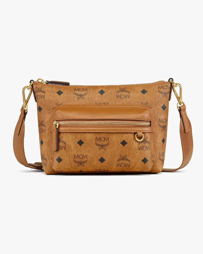 MCM Aren Umhängetasche in Visetos Cognac