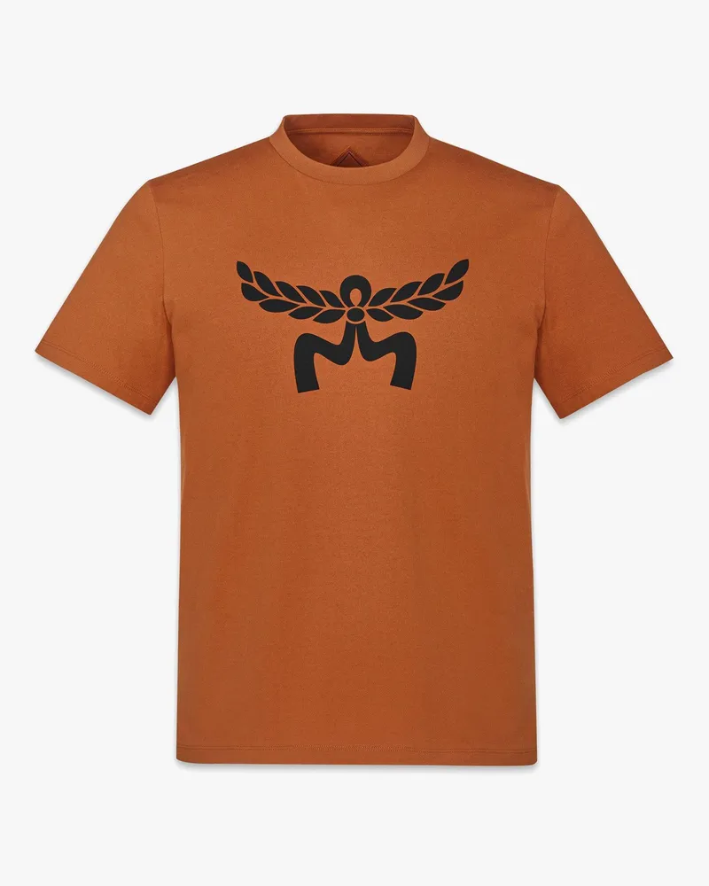 MCM T-Shirt aus Bio-Baumwolle mit Laurel-Logo-Print Cognac