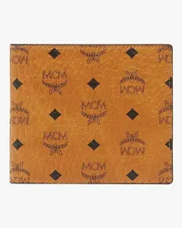 MCM Gefaltete Brieftasche mit Münzfach in Visetos Cognac