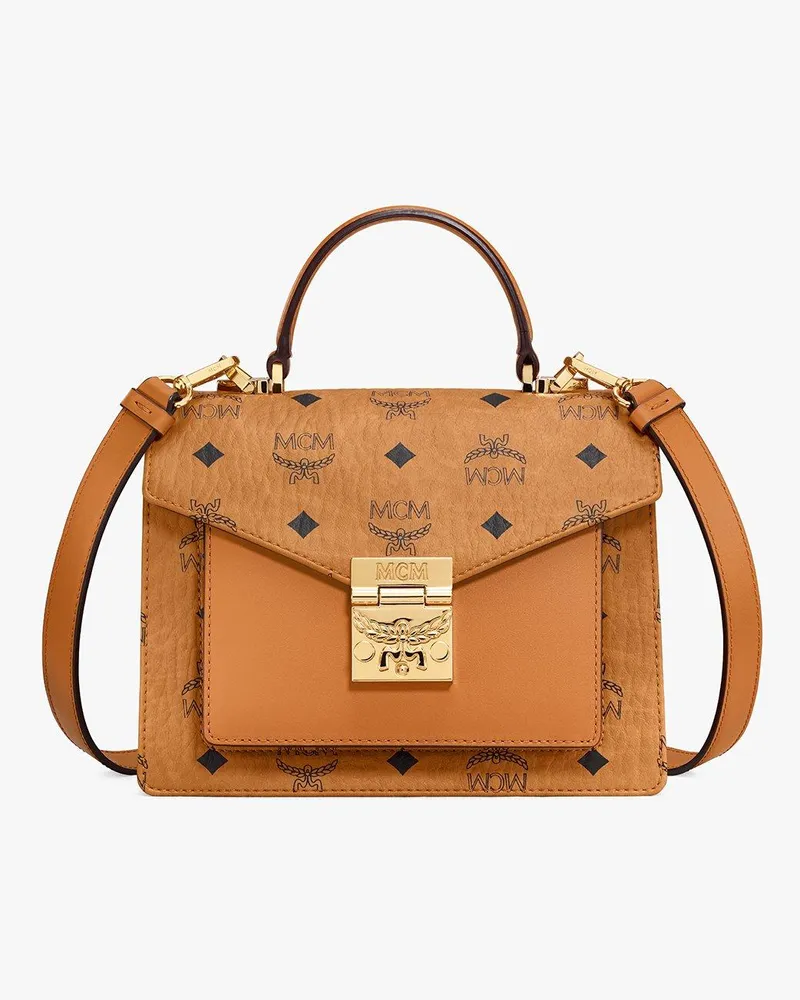 MCM Satchel Tracy in Visetos Cognac