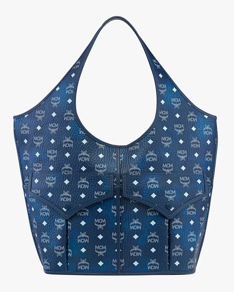 MCM Leni Shopper in Visetos Blue