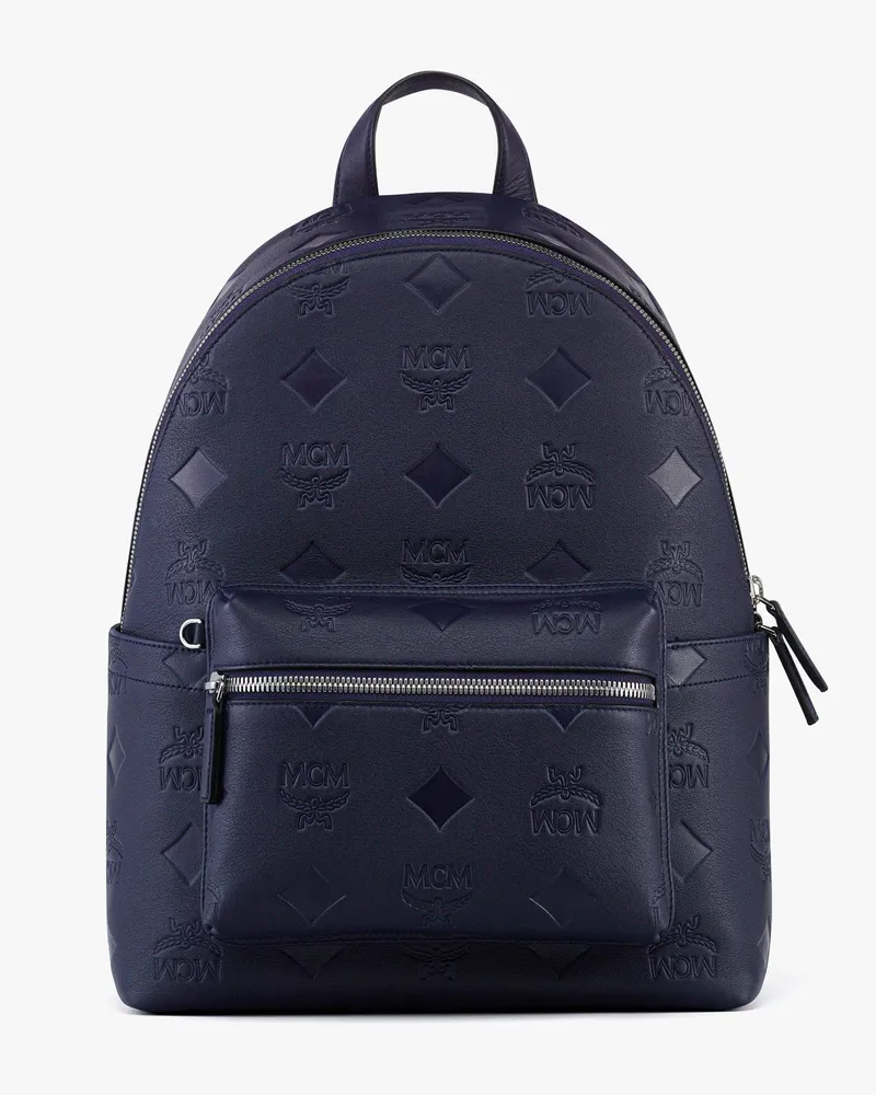 MCM Stark Rucksack aus Leder mit Maxi-Monogramm Navy
