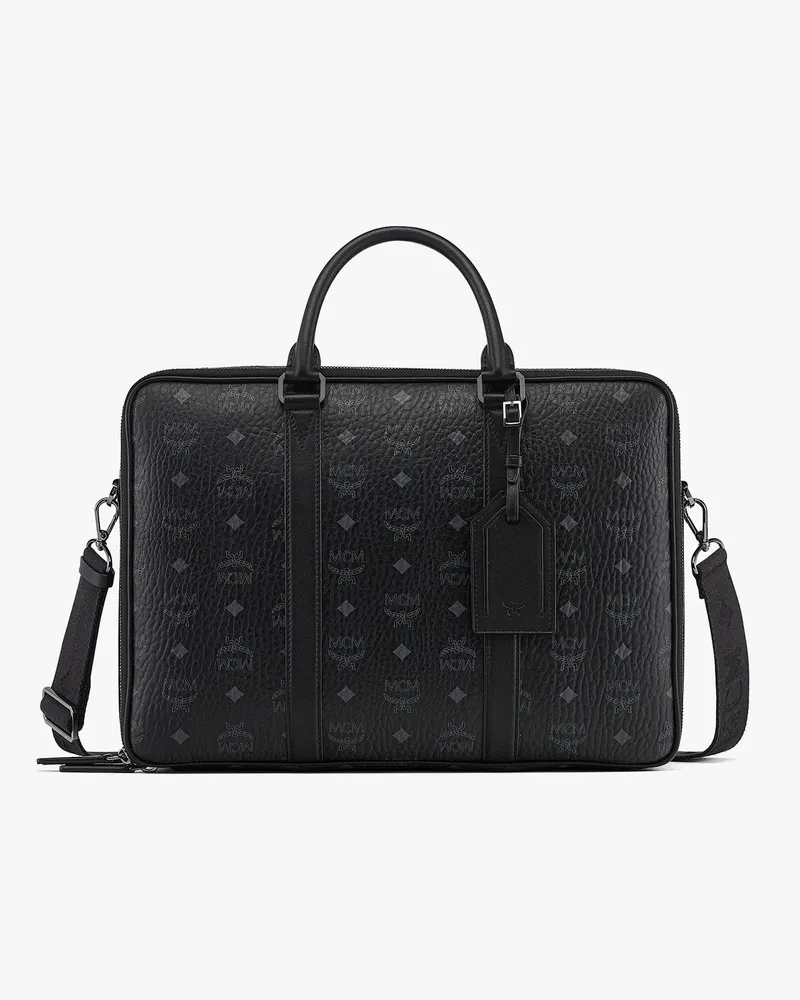MCM Stark Rucksack aus Leder mit Maxi-Monogramm BLACK LEATHER Black