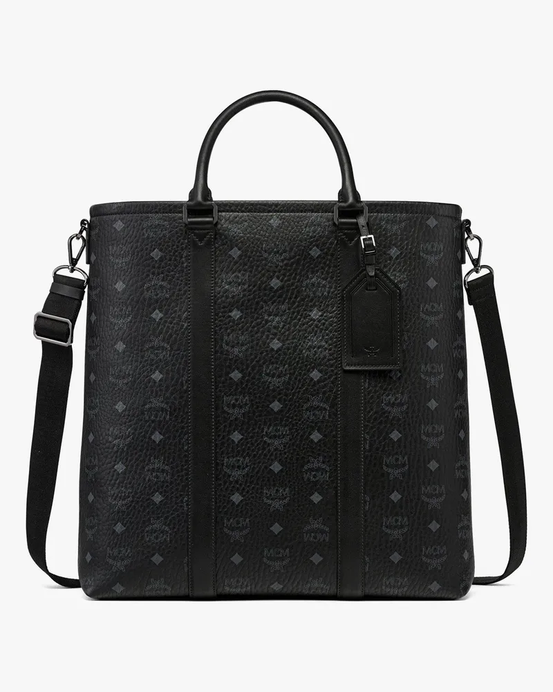 MCM Stark Rucksack aus Leder mit Maxi-Monogramm BLACK LEATHER Black