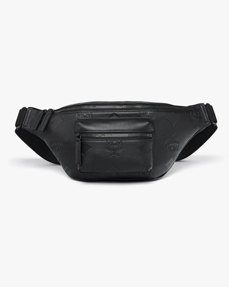MCM Stark Rucksack aus Leder mit Maxi-Monogramm BLACK LEATHER Black