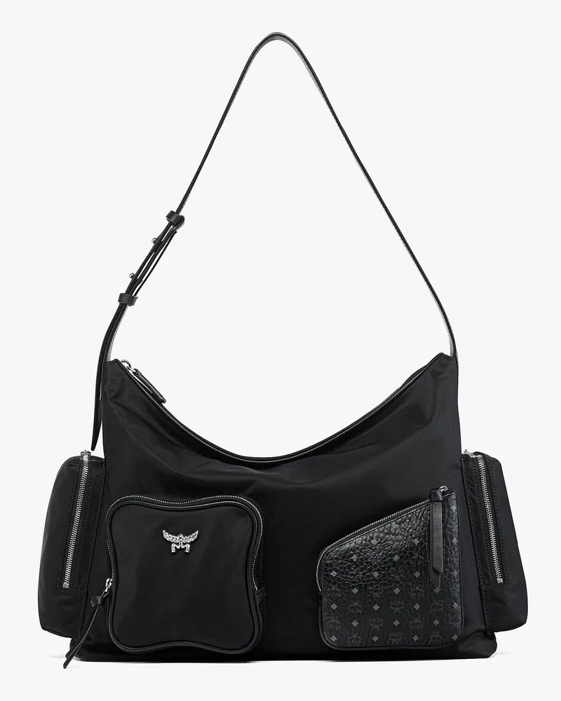 MCM Stark Rucksack aus Leder mit Maxi-Monogramm BLACK LEATHER Black