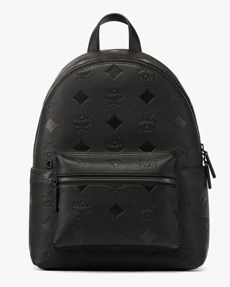 MCM Stark Rucksack aus Leder mit Maxi-Monogramm BLACK LEATHER Black
