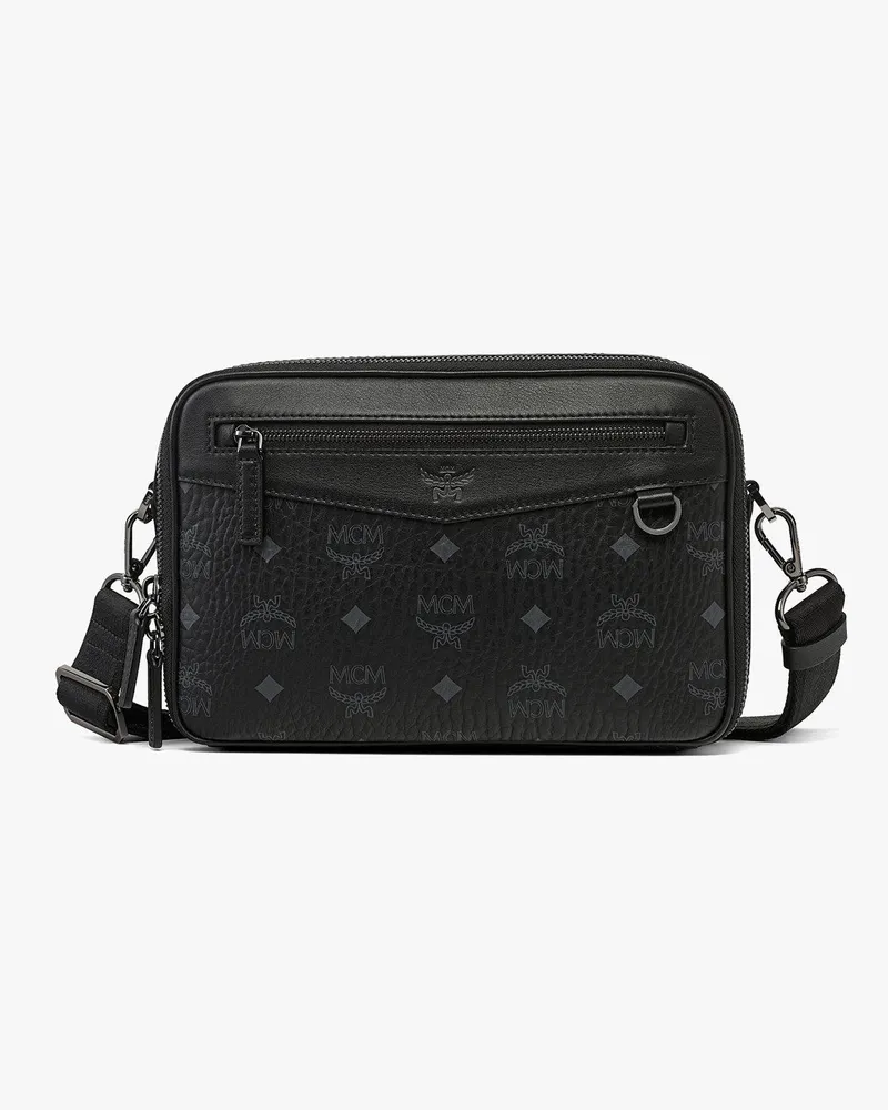 MCM Stark Rucksack aus Leder mit Maxi-Monogramm BLACK LEATHER Black