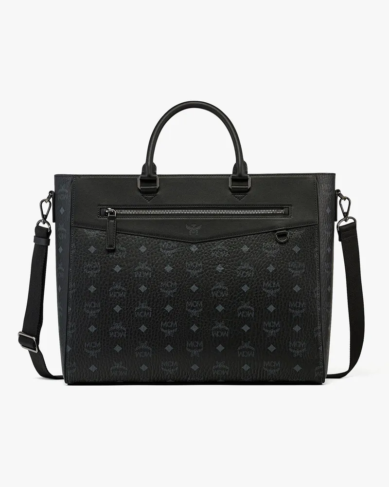 MCM Stark Rucksack aus Leder mit Maxi-Monogramm BLACK LEATHER Black