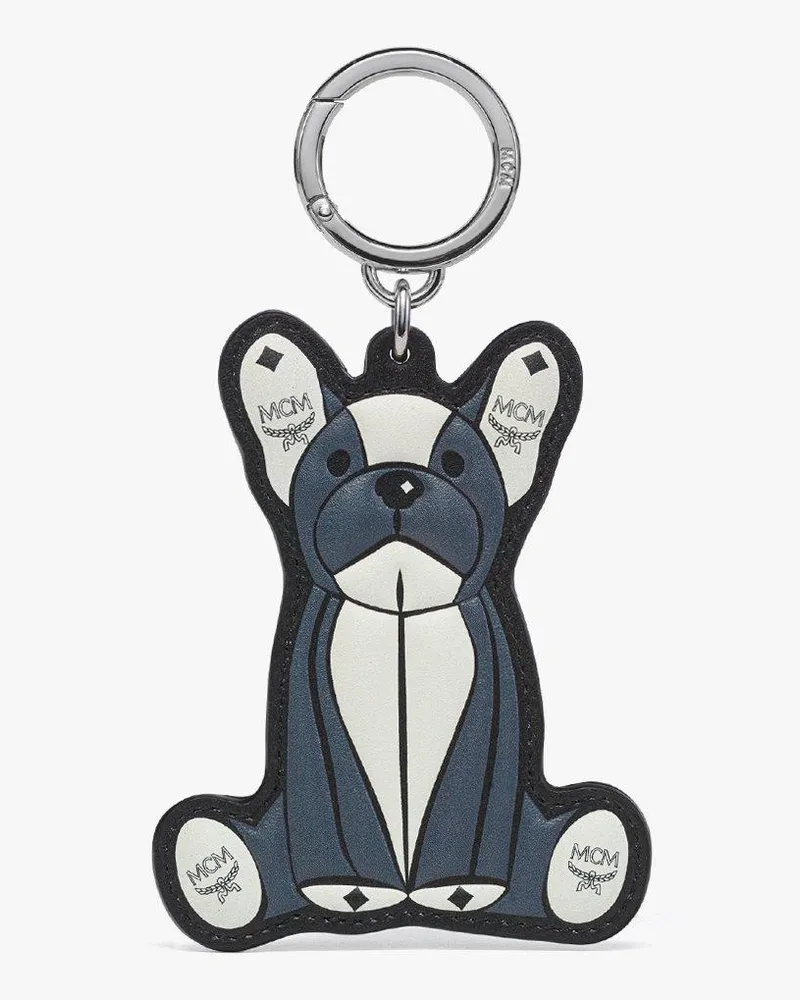 MCM Zweidimensionaler Aren Bulldoggen-Anhänger in Visetos Dark