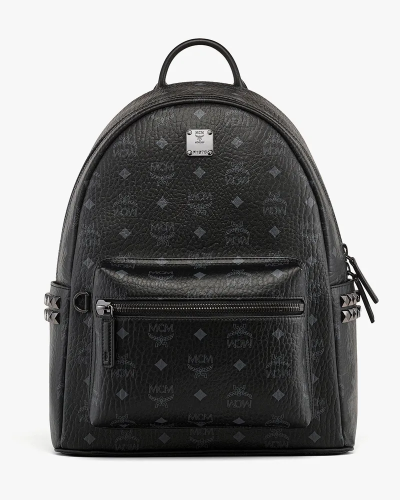 MCM Stark Rucksack in Visetos mit seitlichen Nieten Black