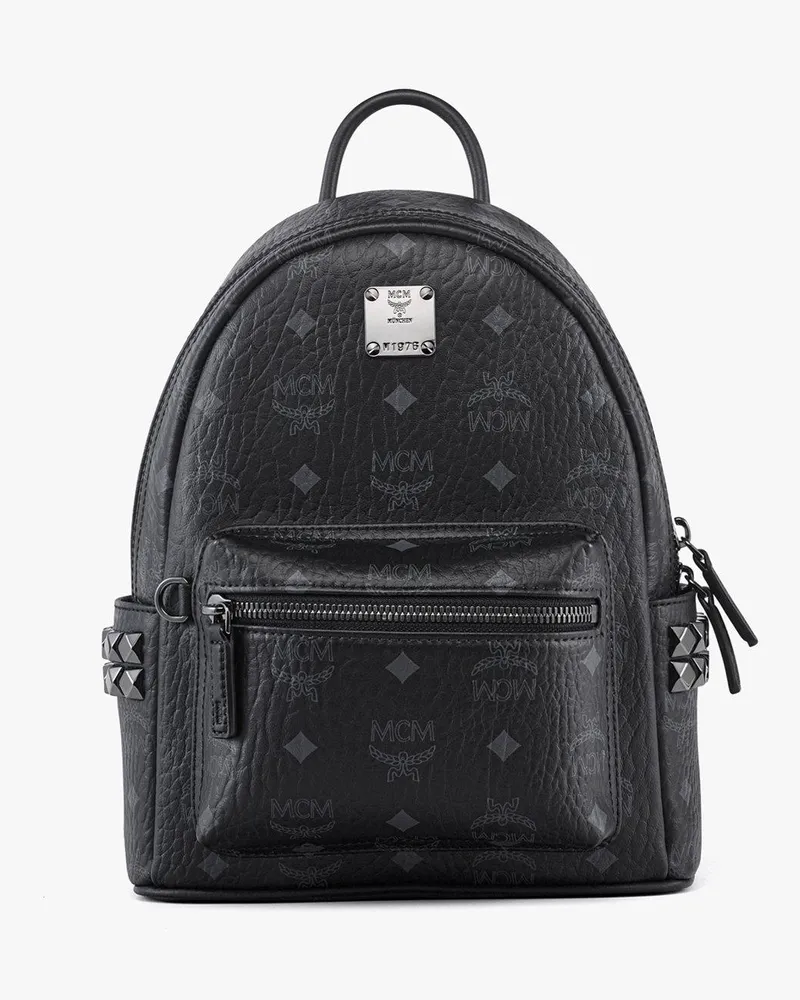 MCM Stark Rucksack in Visetos mit seitlichen Nieten Black