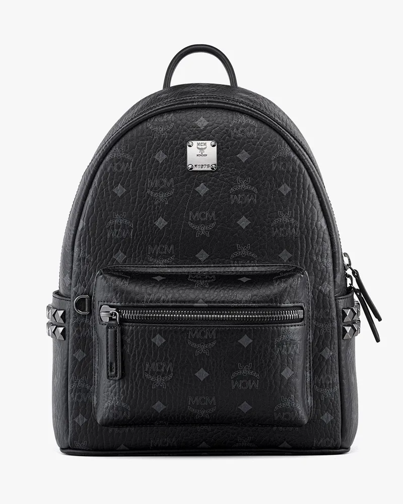 MCM Stark Rucksack in Visetos mit seitlichen Nieten Black