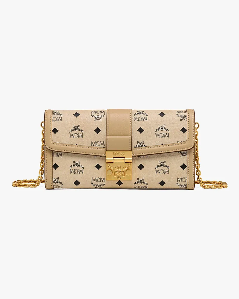MCM Tracy Portemonnaie mit Kettenriemen in Visetos Beige