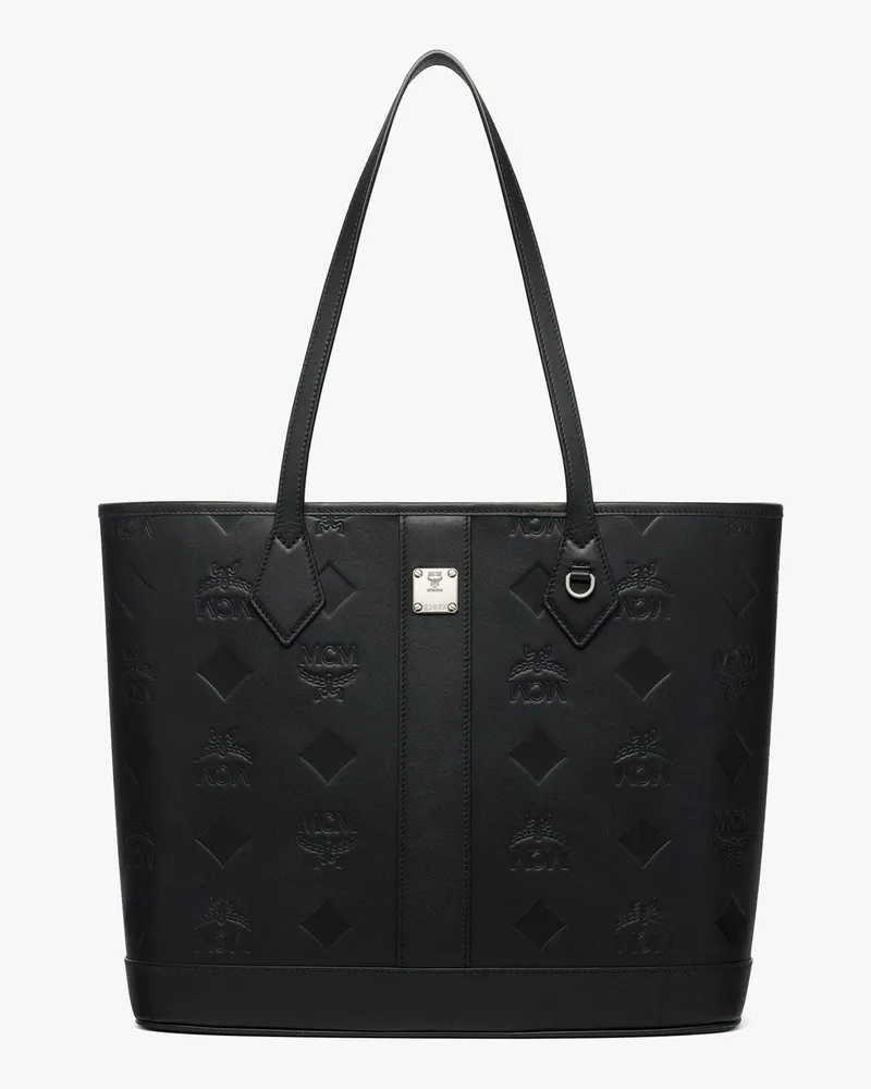 MCM Neuer Liz Shopper aus Leder mit geprägtem Monogramm Black