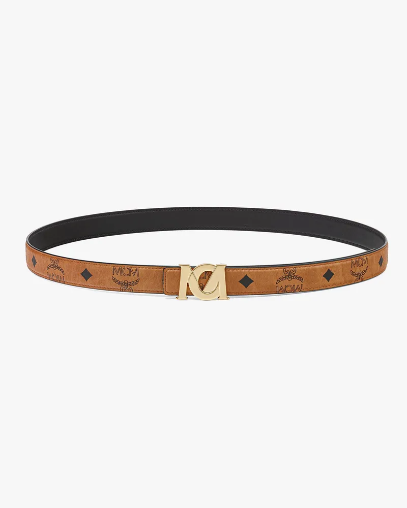 MCM M-Art Gürtel in Visetos, 2,5 cm Cognac