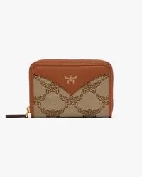 MCM Himmel Portemonnaie mit Rundum-Reissverschluss in Lauretos Jacquard Beige