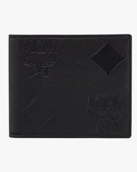 MCM Aren gefaltetes Portemonnaie aus Leder mit Maxi-Monogramm Black