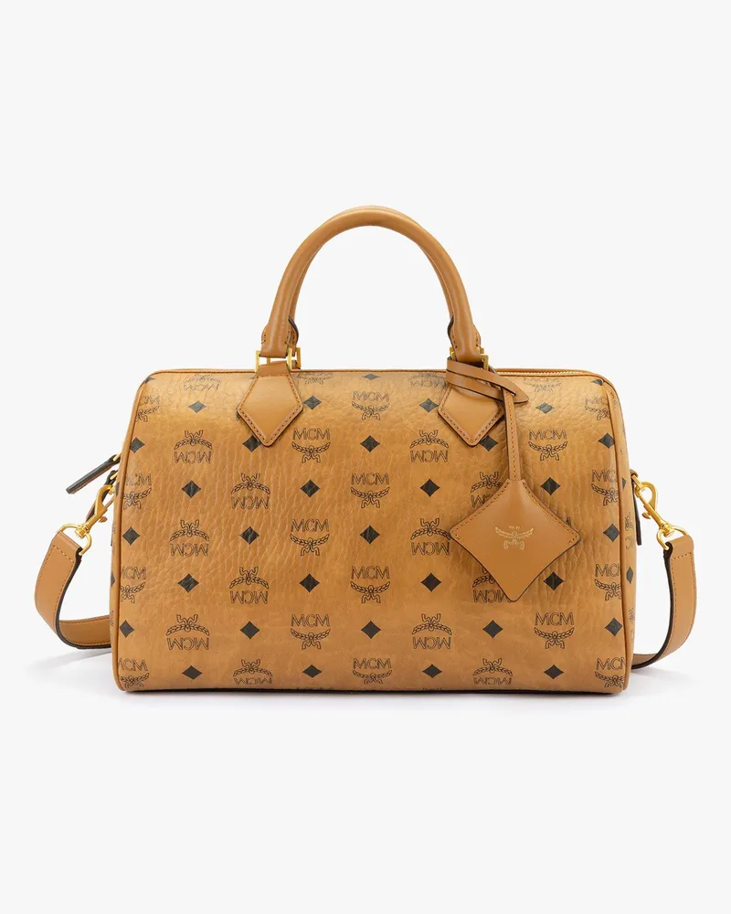 MCM Ella Boston-Tasche in Visetos Cognac