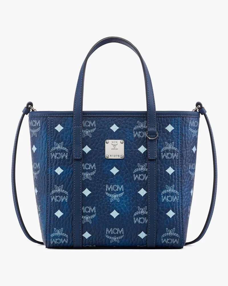 MCM Toni Shopper mit Reissverschluss in Visetos Blue
