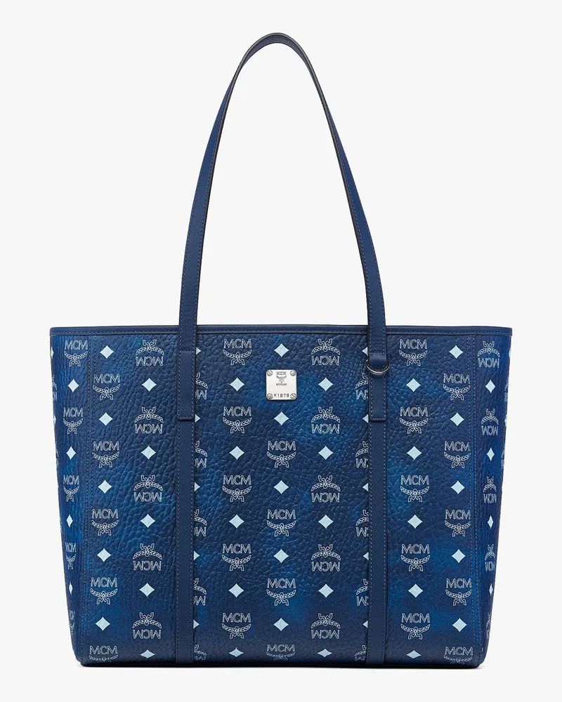 MCM Toni Shopper mit Reissverschluss in Visetos Blue