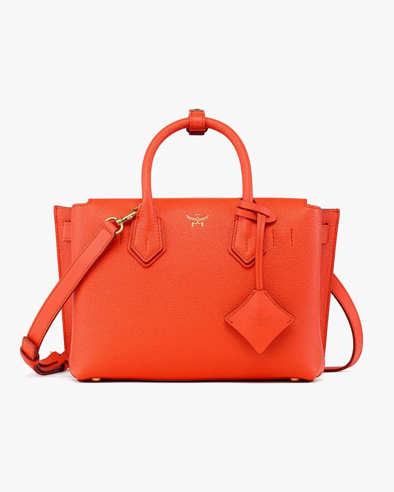 MCM Milla Tragetasche aus genarbtem Leder Orangeade