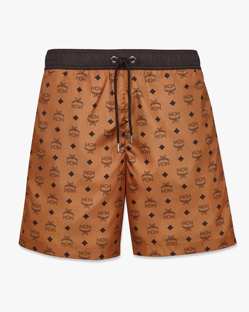 MCM Badeshorts mit Monogramm-Print Cognac