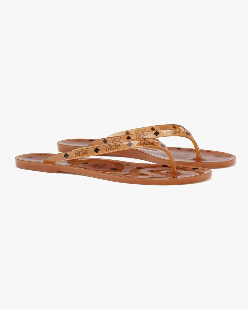 MCM Zehensandalen Jelly mit Monogramm Cognac