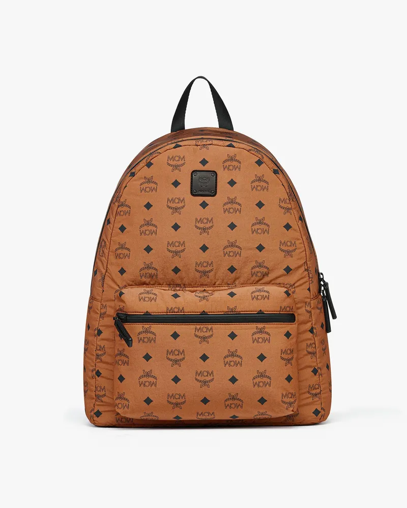 MCM Stark Rucksack aus Nylon mit -Monogramm und packbarem Design Cognac