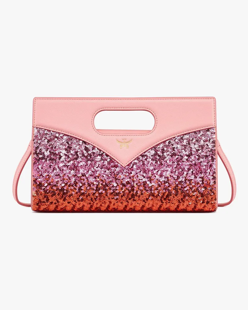 MCM Diamond Tragetasche aus Lammleder mit Paillettenbesatz Sangria