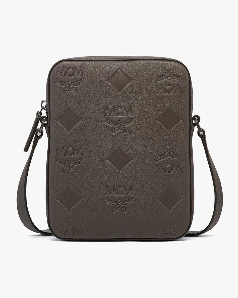 MCM Klassik Umhängetasche aus Leder mit Maxi-Monogramm Morel