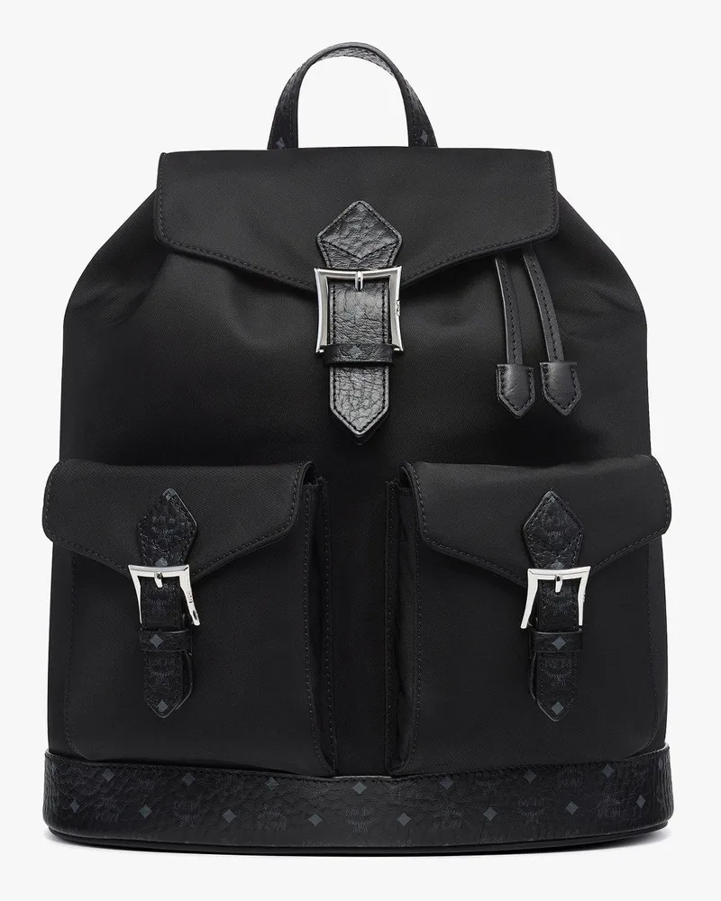 MCM Aren Rucksack aus ECONYL® und Leder mit Kordelzug Black