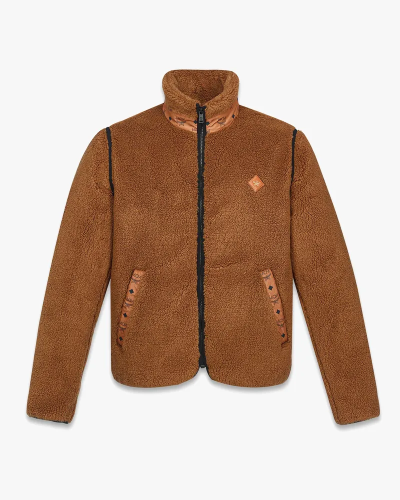 MCM Fleecejacke mit abnehmbaren Ärmeln aus Kunstfell Cognac