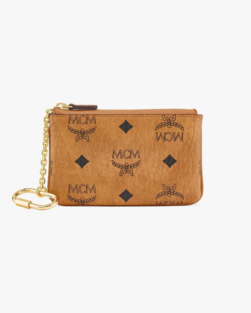 MCM Pouch mit Schlüsselanhänger in Visetos Original Cognac