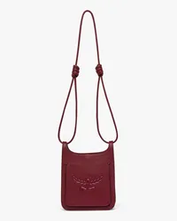 MCM Himmel Hobo aus Leder mit Logoprägung Rouge