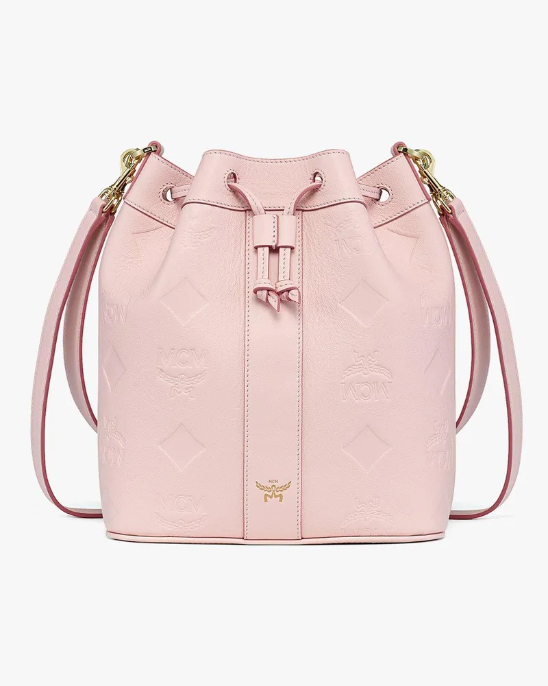 MCM Aren Kordelzug-Rucksack aus Leder mit Maxi-Monogramm LOTUS PINK LEATHER Lotus