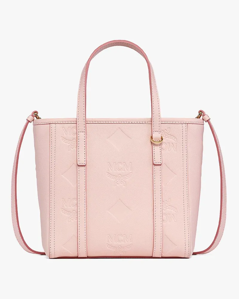 MCM Aren Kordelzug-Rucksack aus Leder mit Maxi-Monogramm LOTUS PINK LEATHER Lotus