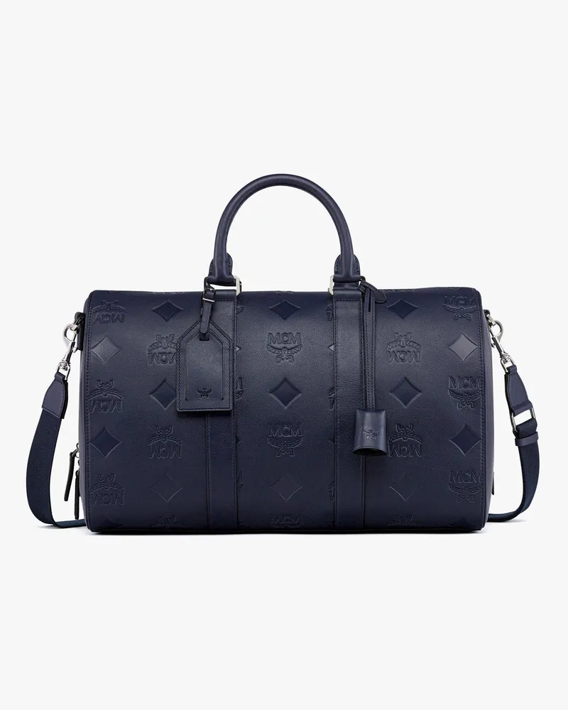 MCM Ottomar Weekender aus Leder mit Maxi-Monogramm Navy