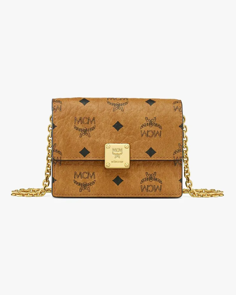 MCM Portemonnaie mit Kettenriemen Aren in Visetos Cognac