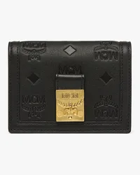 MCM Tracy Portemonnaie aus geprägtem Leder mit Monogramm Black