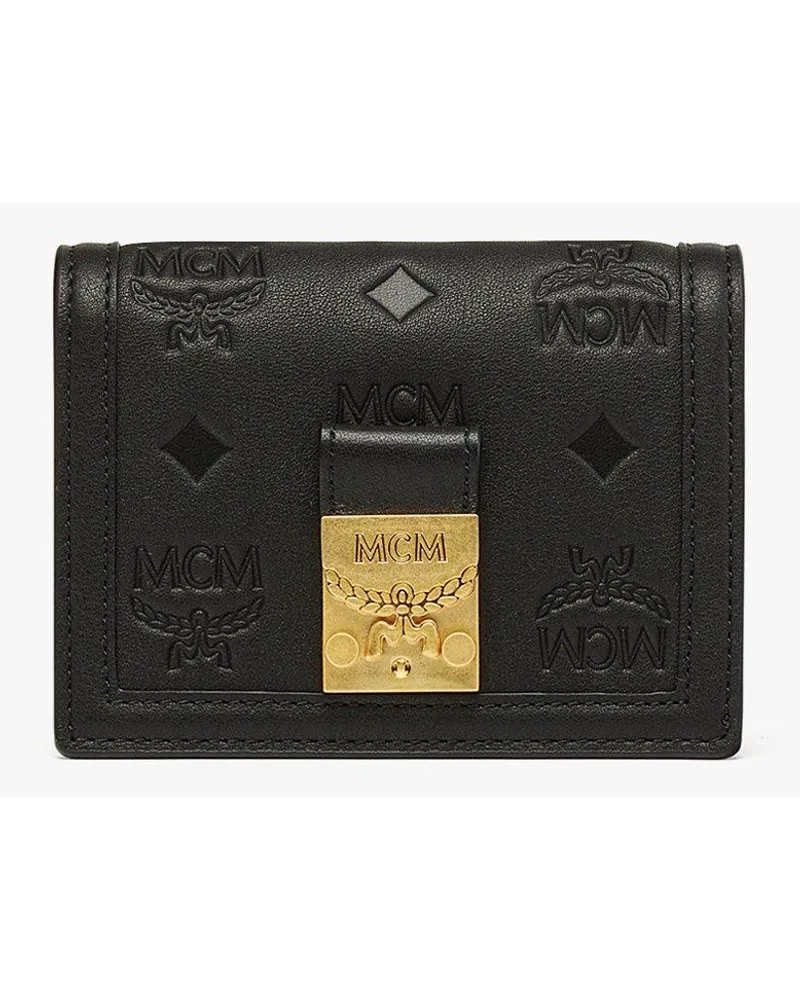 MCM Tracy Portemonnaie aus geprägtem Leder mit Monogramm Black