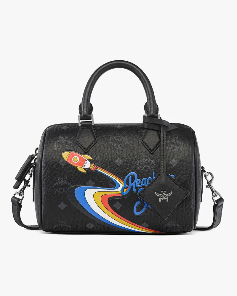 MCM Ella Boston Tasche in Rocket Visetos Black