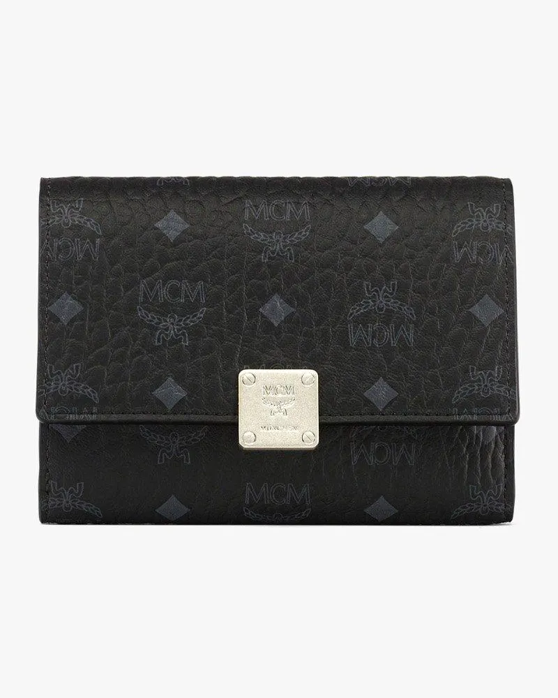 MCM Aren dreifach gefaltetes Portemonnaie in Visetos Black