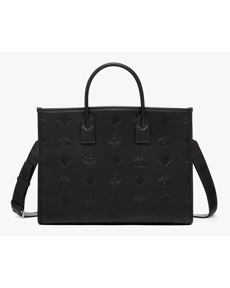 MCM München Tragetasche aus Leder mit Maxi-Monogramm Black